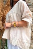 Prairie Pintuck Cotton Smock Stone
